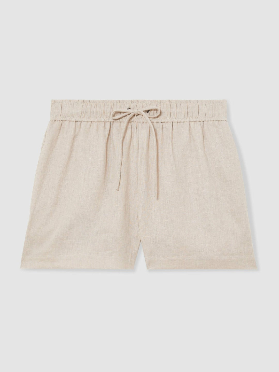 Women Linen-Blend Drawstring Shorts in Neutral