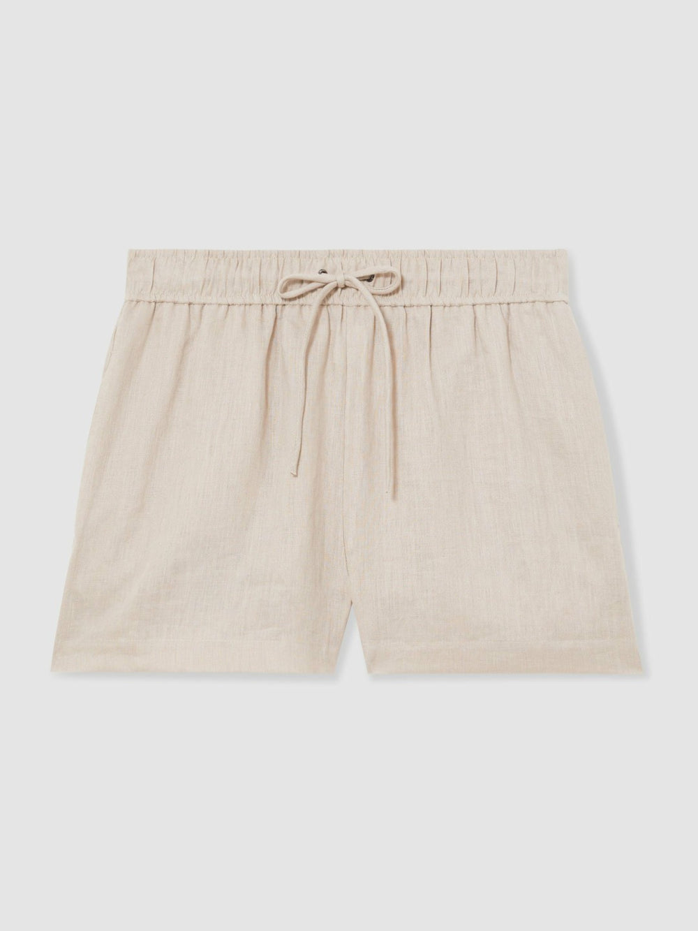 Women Linen-Blend Drawstring Shorts in Neutral