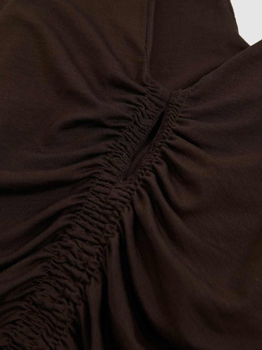 Women Stretch Lyocell Jersey Ruched Vest in Chocolate Brown