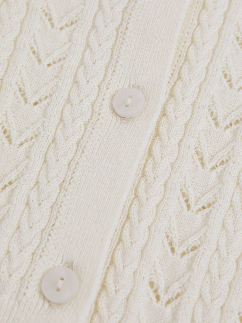 Children & Baby Wool-Cotton Pointelle Cardigan in Ivory