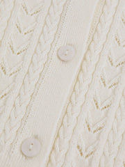 Children & Baby Wool-Cotton Pointelle Cardigan in Ivory