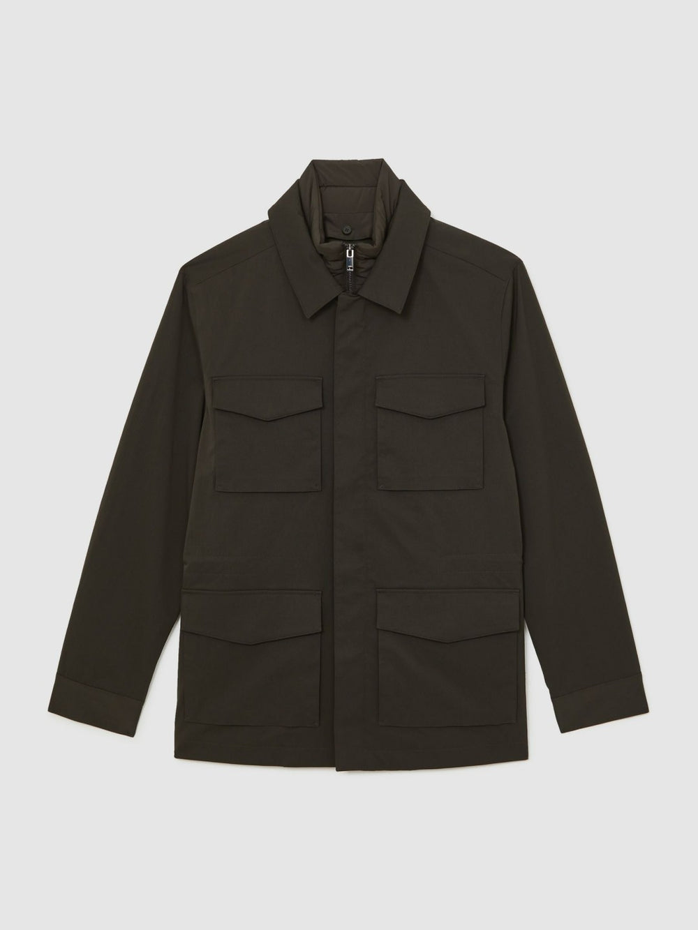 Men Removable-Gilet Safari Jacket in Green