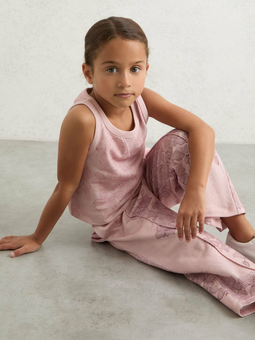 Children & Baby 13-14 yrs Cotton Floral Vest and Joggers Set in Pink Print