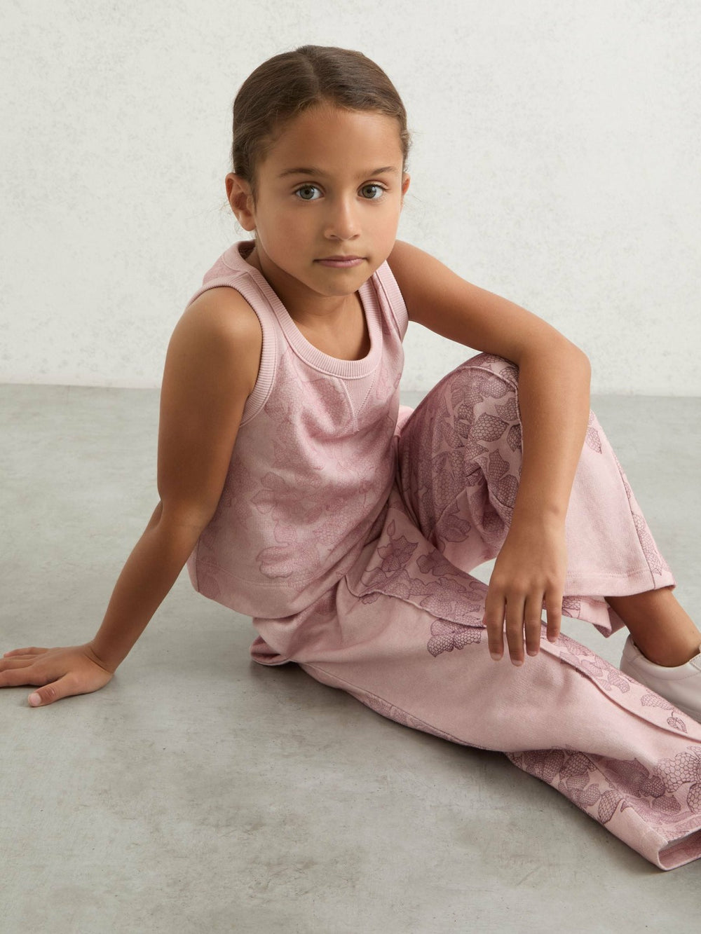 Children & Baby 13-14 yrs Cotton Floral Vest and Joggers Set in Pink Print