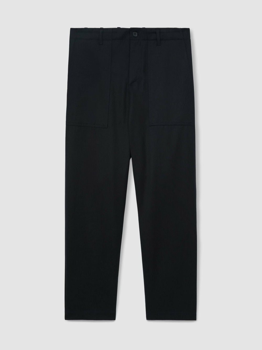 Men Lyocell Cotton Wide Utility Trousers in Navy