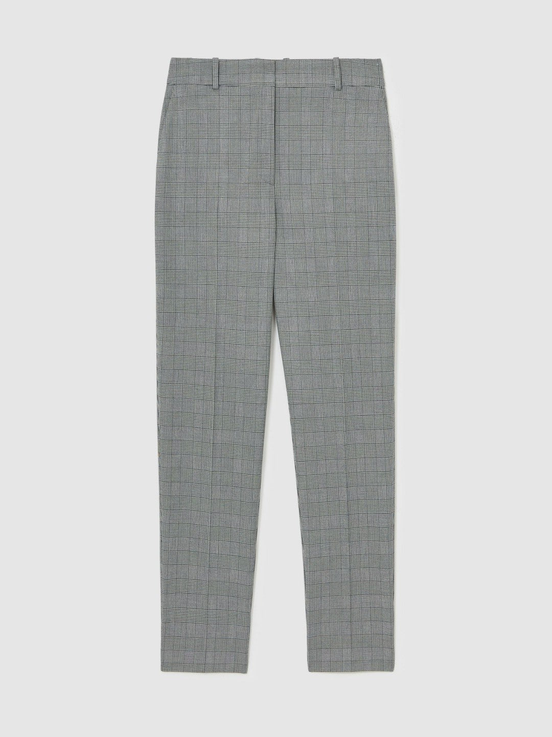 Women Petite Check Slim-Fit Suit Trousers in Grey