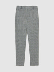 Women Petite Check Slim-Fit Suit Trousers in Grey