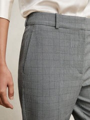 Women Petite Check Slim-Fit Suit Trousers in Grey