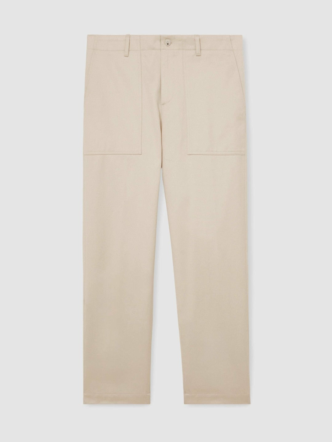 Men Lyocell Cotton Wide Utility Trousers in Ecru