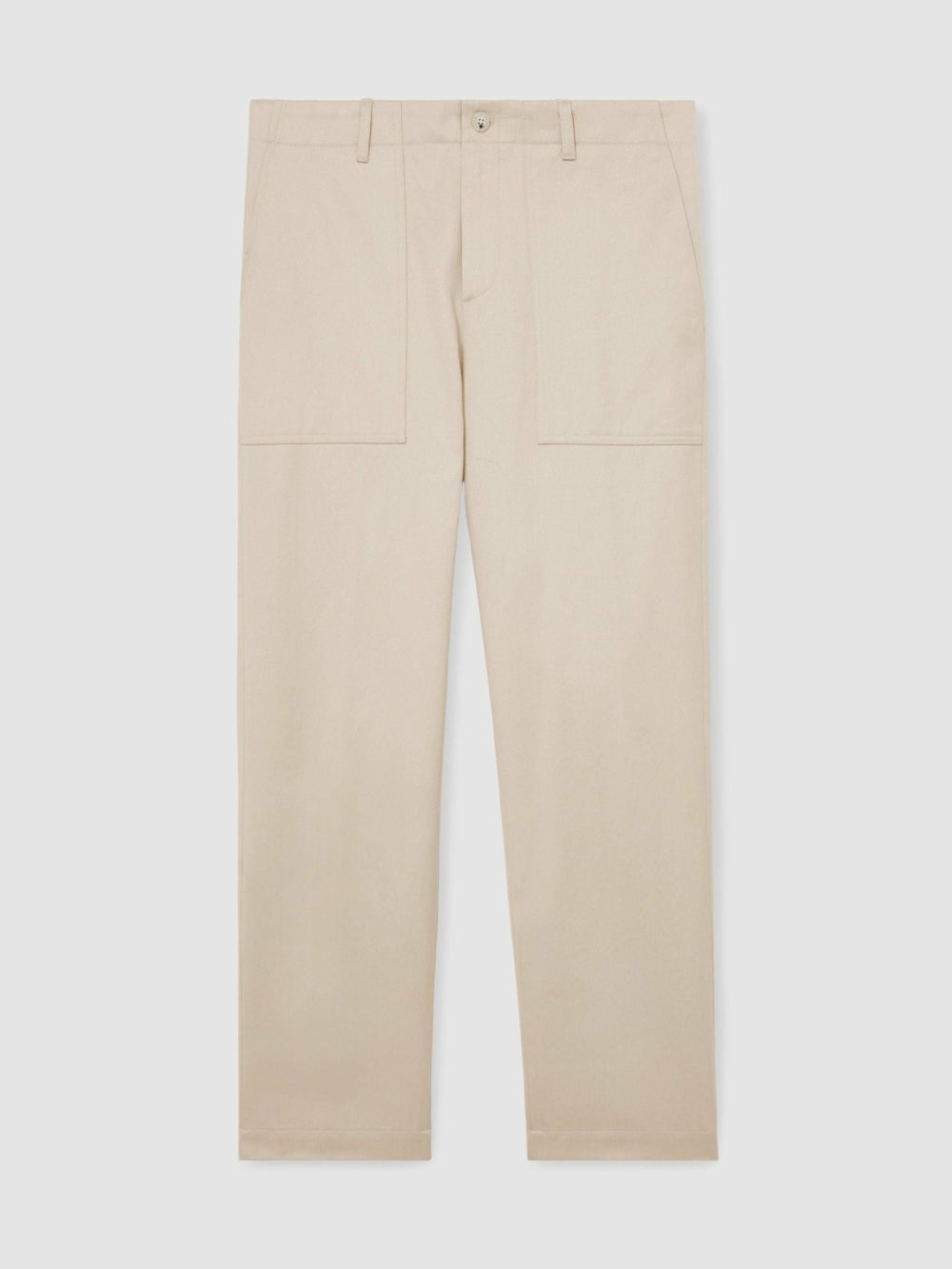 Men Lyocell Cotton Wide Utility Trousers in Ecru
