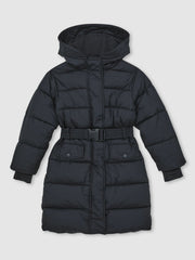 Children & Baby Longline Hooded Puffer Coat in Navy