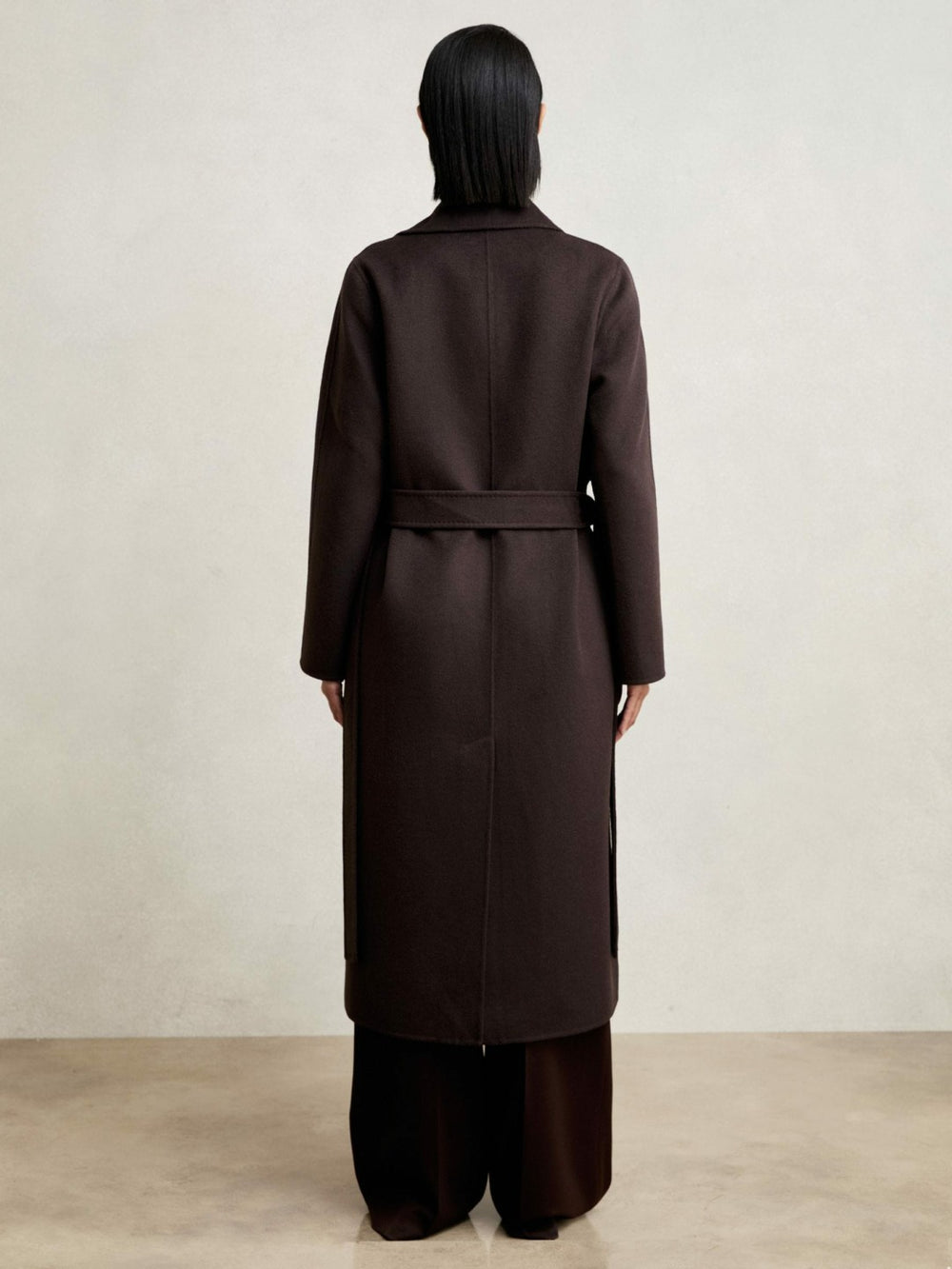 Women Double-Breasted Blindseam Coat Wool-Blend in Aubergine