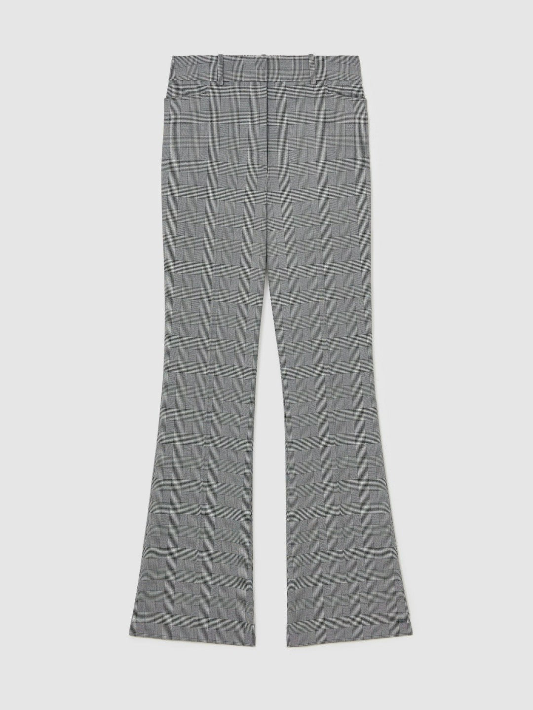 Women Check Flared Suit Trousers in Grey