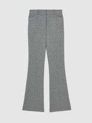 Women Check Flared Suit Trousers in Grey