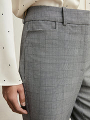 Women Check Flared Suit Trousers in Grey