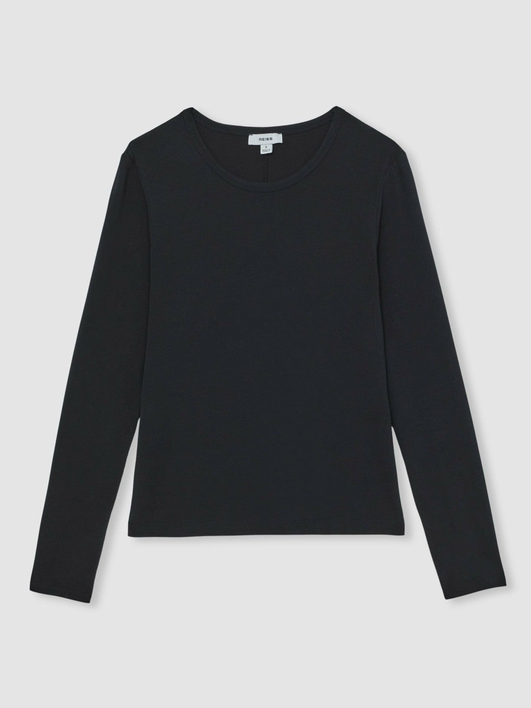 Women Cotton Crew-Neck Long-Sleeve T-Shirt With Stretch in Black