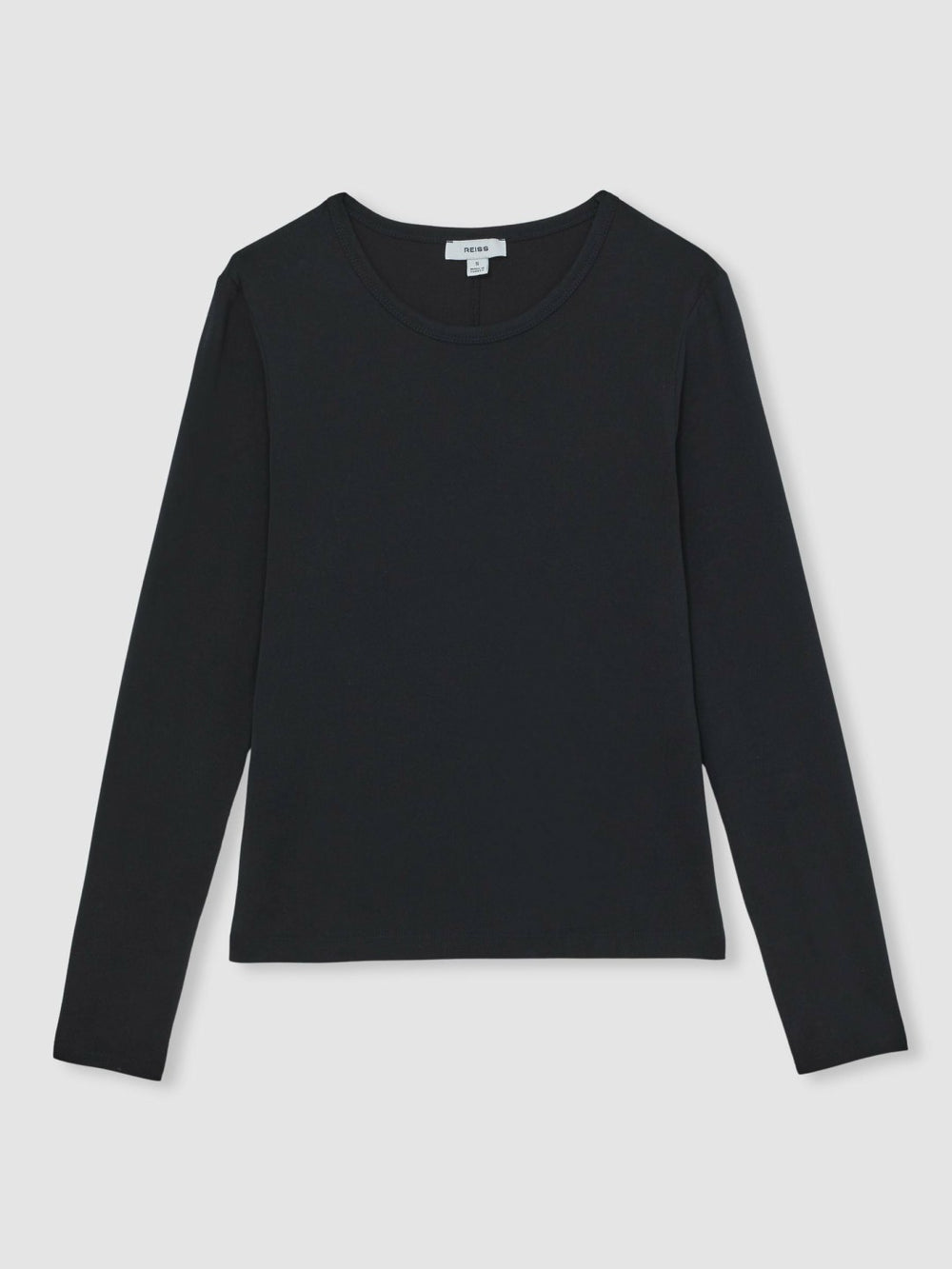 Women Cotton Crew-Neck Long-Sleeve T-Shirt With Stretch in Black