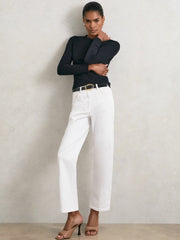 Women Cotton Crew-Neck Long-Sleeve T-Shirt With Stretch in Black