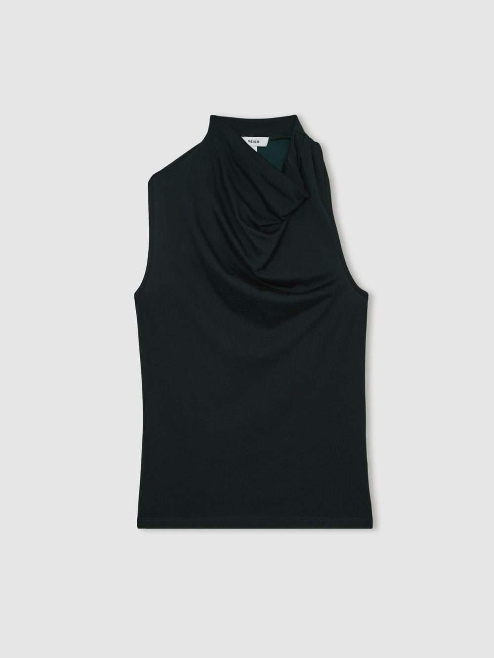 Women Cotton-Blend Cowl-Neck Sleeveless Top in Green