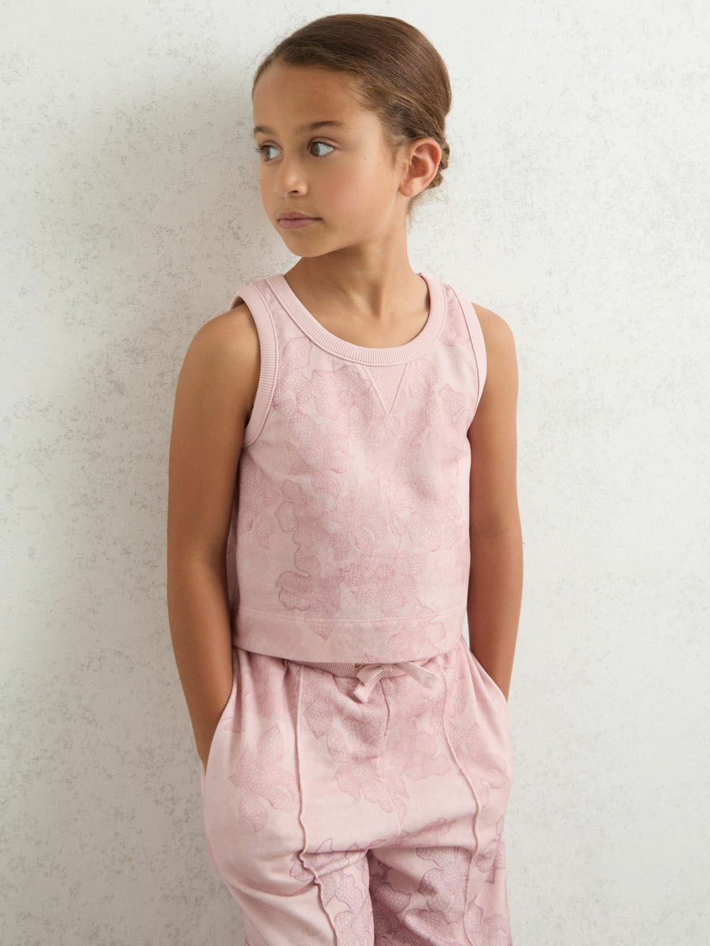 Children & Baby 9-13 yrs Cotton Floral Vest and Joggers Set in Pink Print