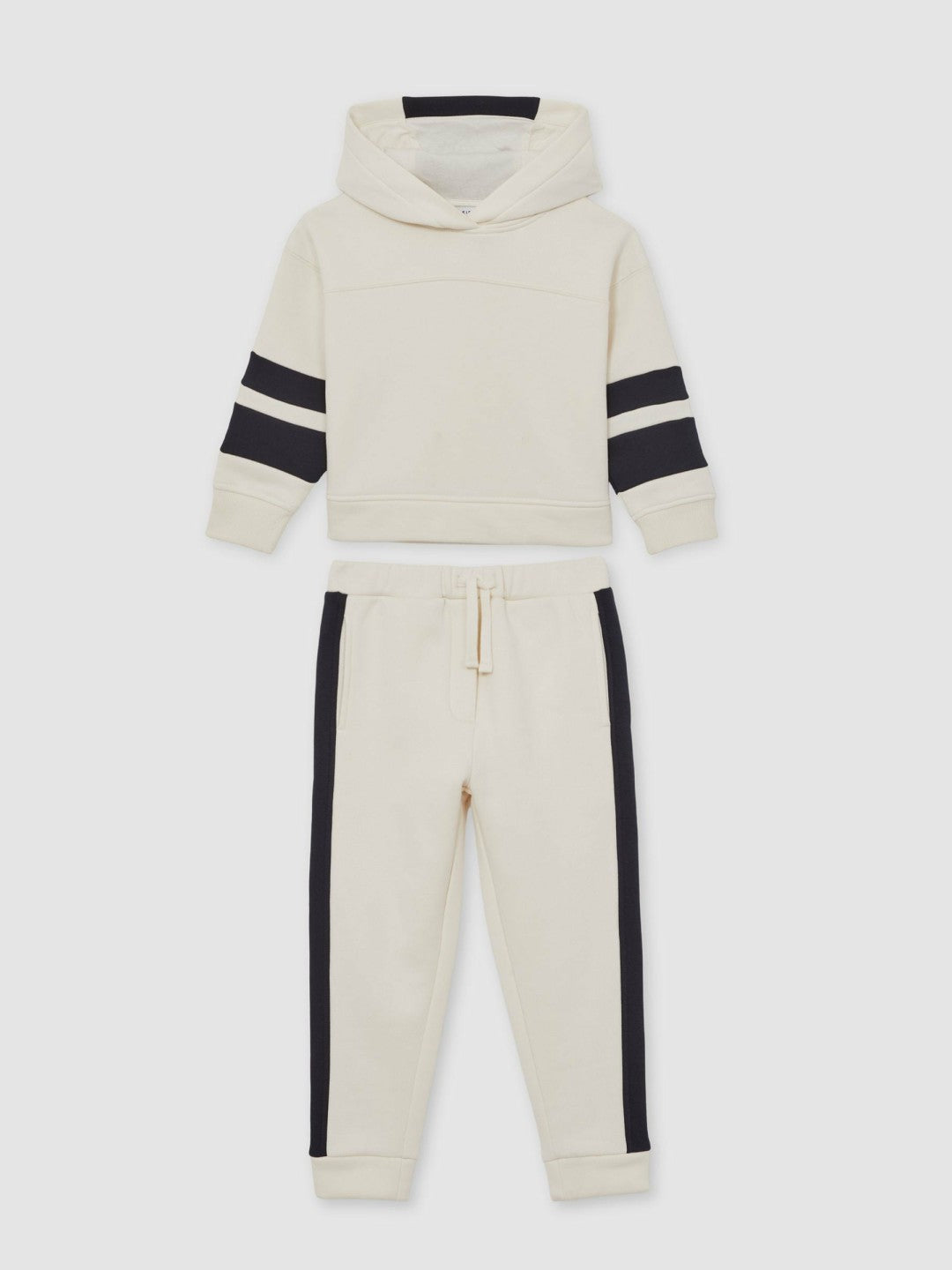 Children & Baby Cotton-Blend Joggers and Hoodie Set in Ecru