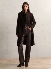 Women Petite Coat in Chocolate Brown