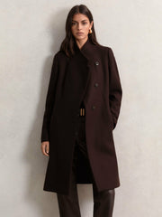 Women Petite Coat in Chocolate Brown
