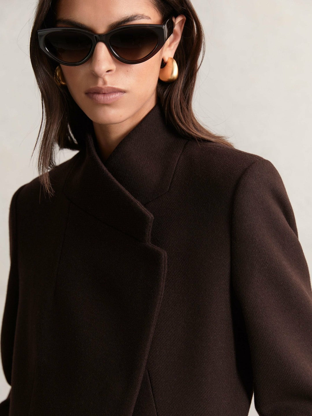 Women Petite Coat in Chocolate Brown