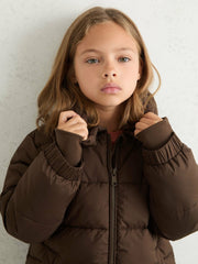 Children & Baby 3-9 yrs Short Hooded Puffer Coat in Chocolate