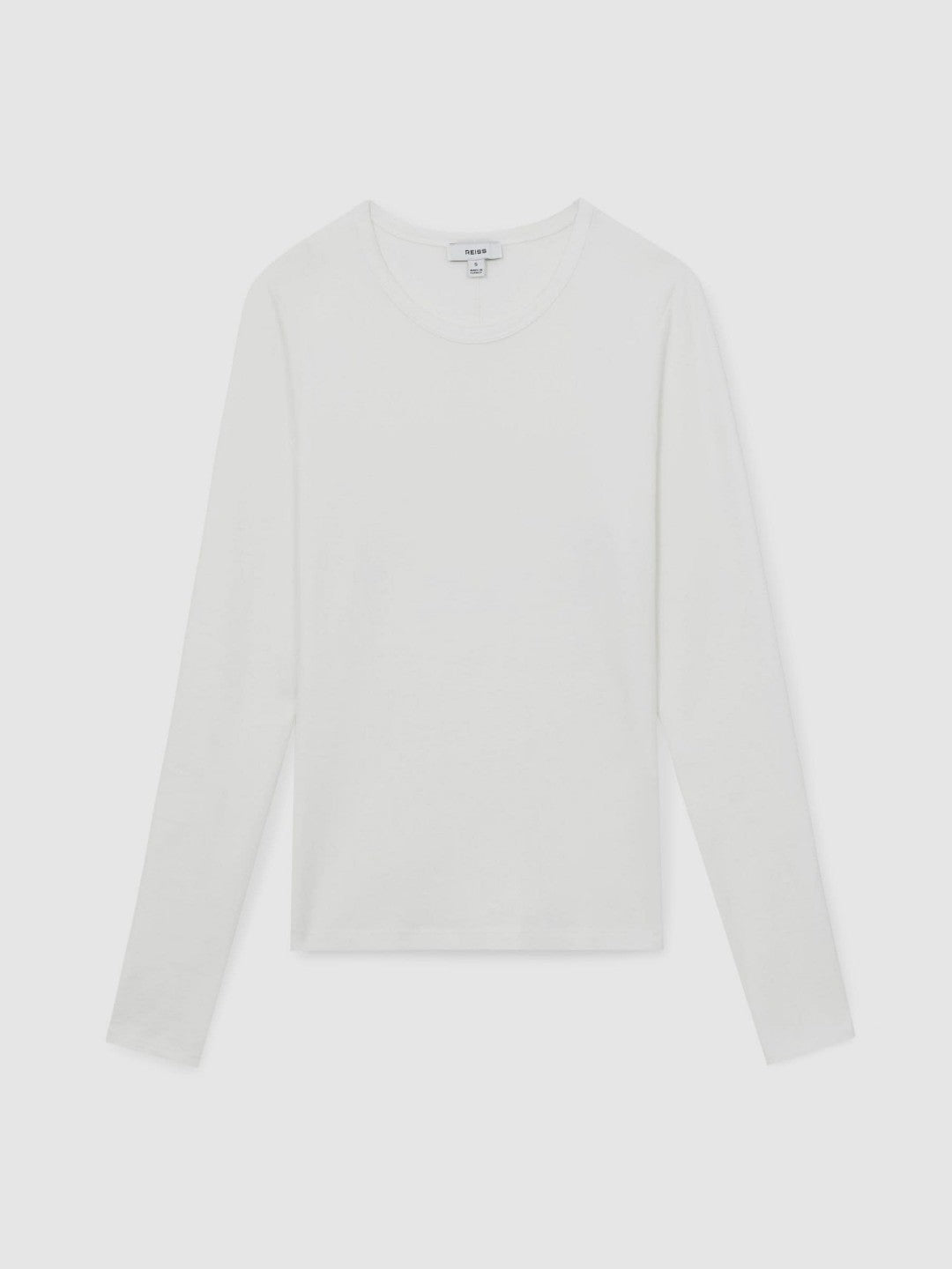 Women Cotton Crew-Neck Long-Sleeve T-Shirt With Stretch in White