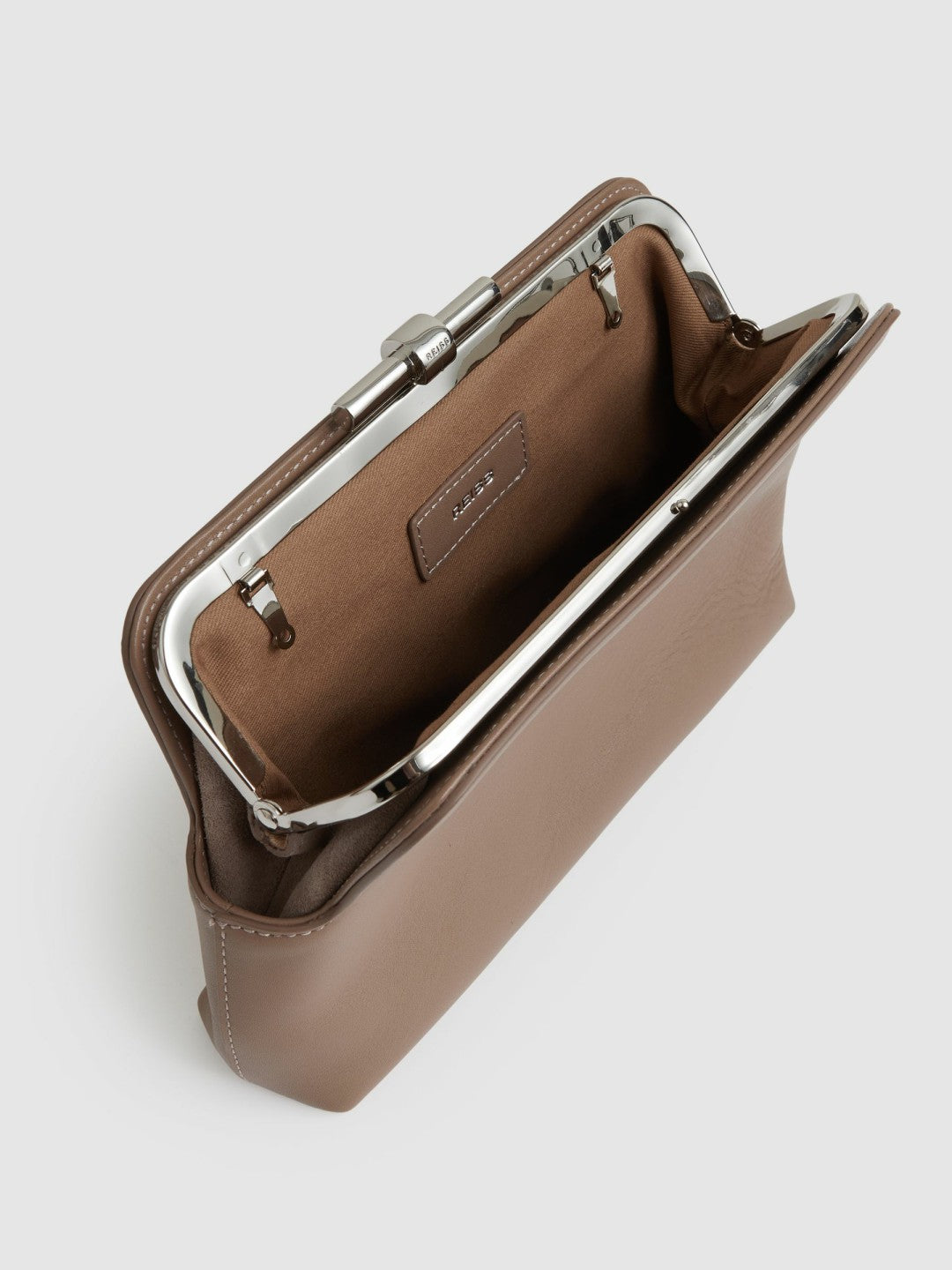 Women Leather Frame Clutch Bag in Neutral