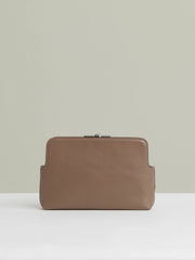 Women Leather Frame Clutch Bag in Neutral