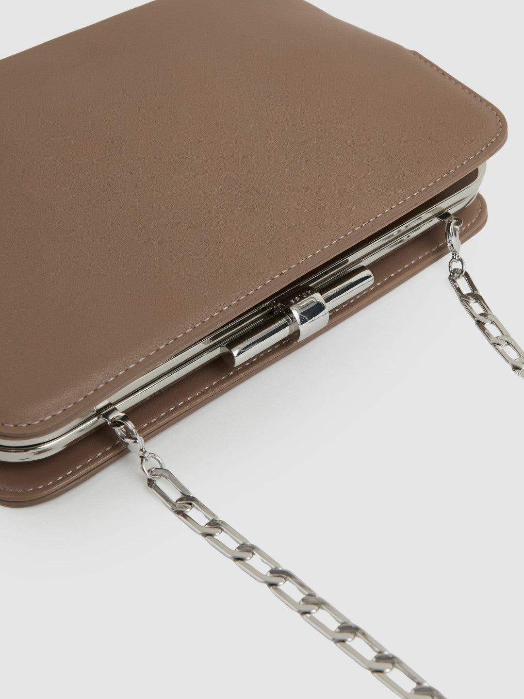 Women Leather Frame Clutch Bag in Neutral