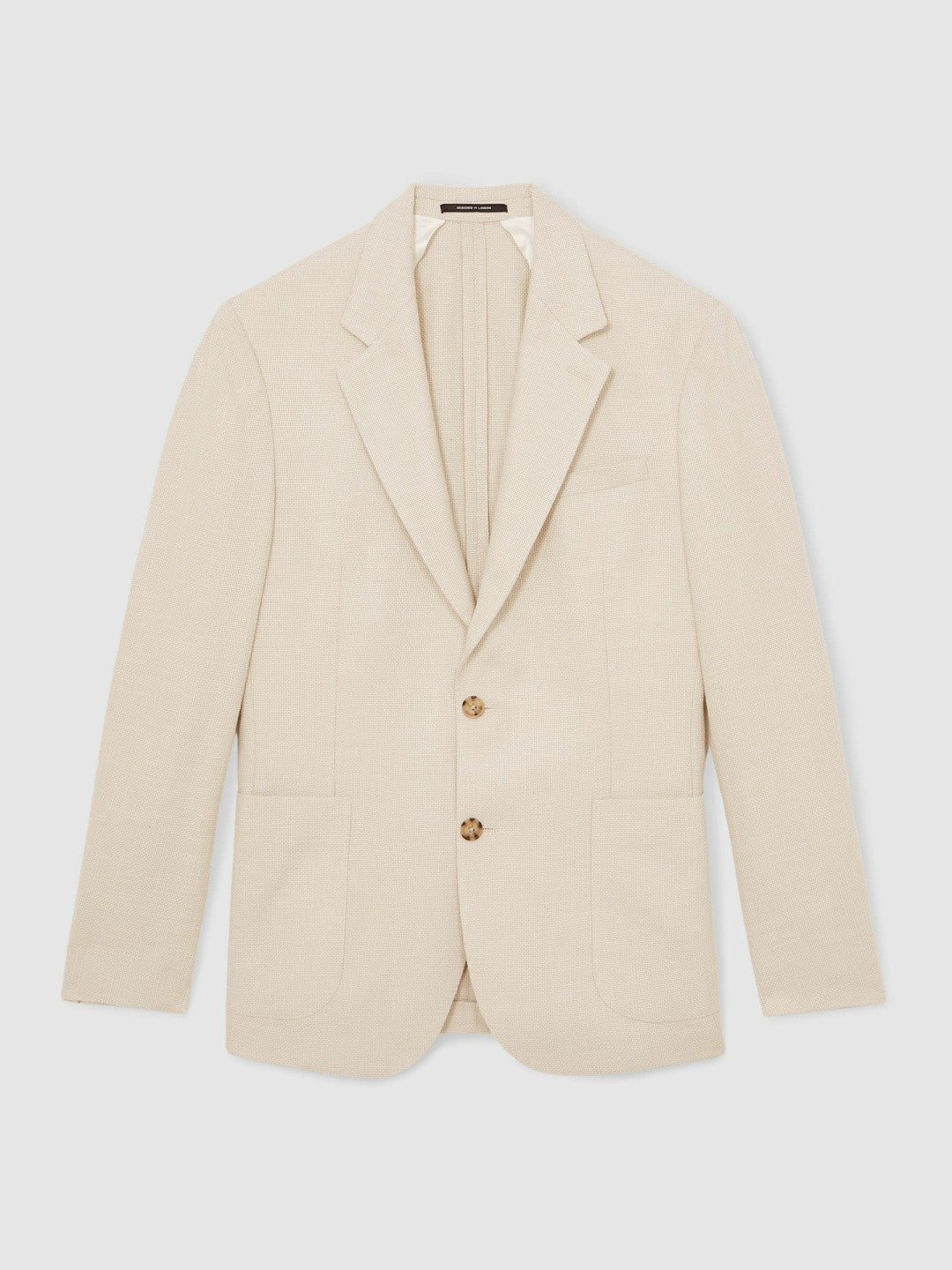 Men Slim Fit Single Breasted Textured Blazer with Cotton in Stone