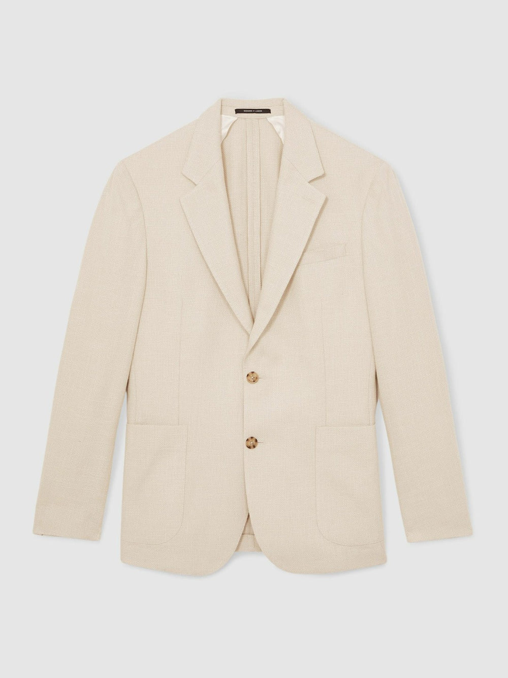 Men Slim Fit Single Breasted Textured Blazer with Cotton in Stone