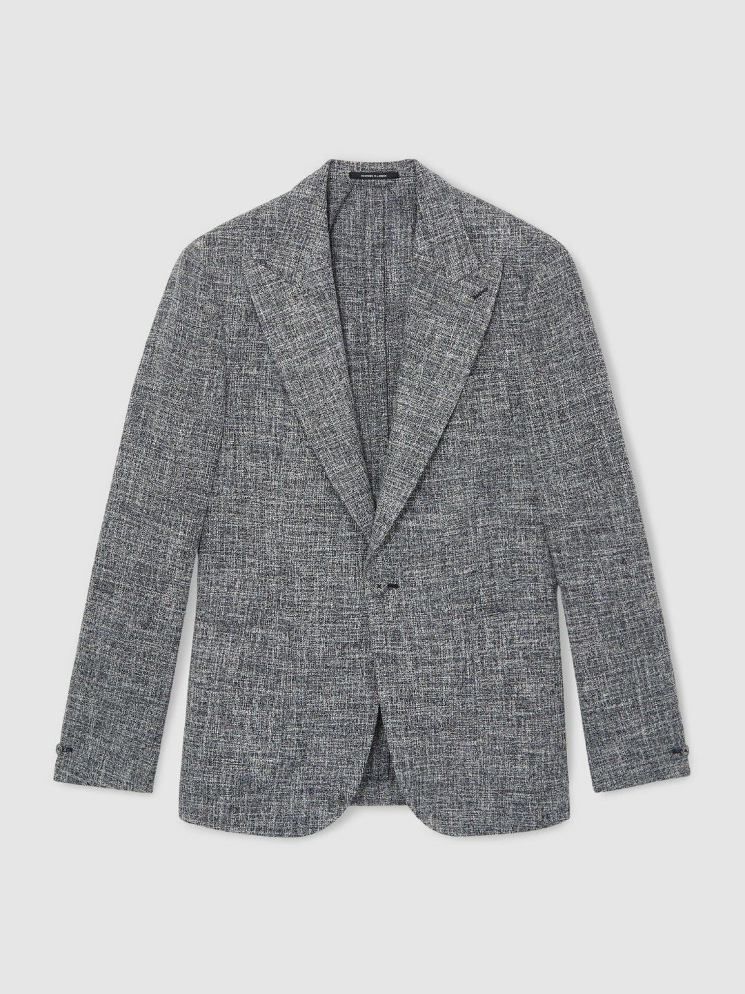 Men Single-Breasted Textured Mélange Blazer Slim-Fit in Navy Melange