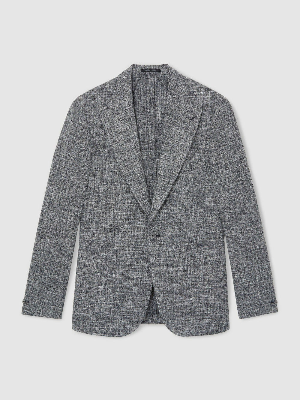 Men Single-Breasted Textured Mélange Blazer Slim-Fit in Navy Melange