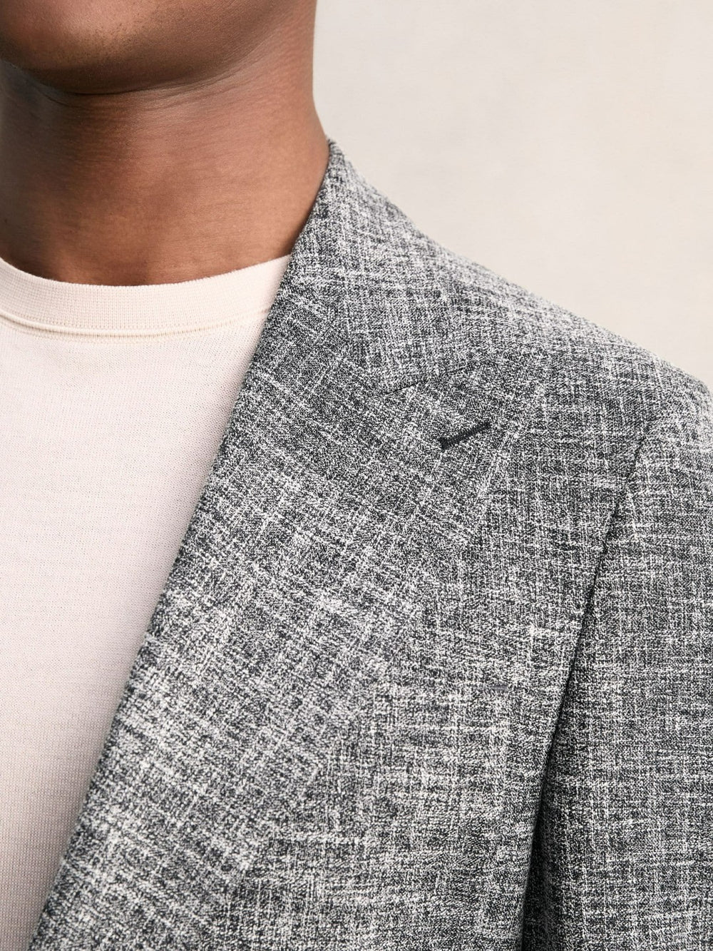 Men Single-Breasted Textured Mélange Blazer Slim-Fit in Navy Melange