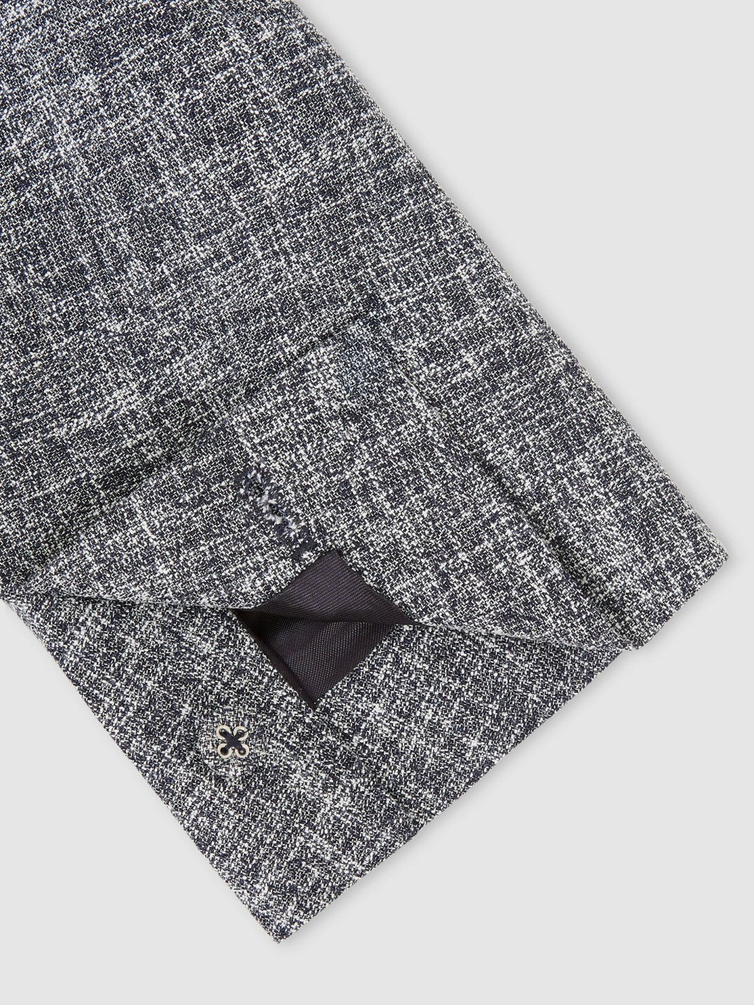 Men Single-Breasted Textured Mélange Blazer Slim-Fit in Navy Melange