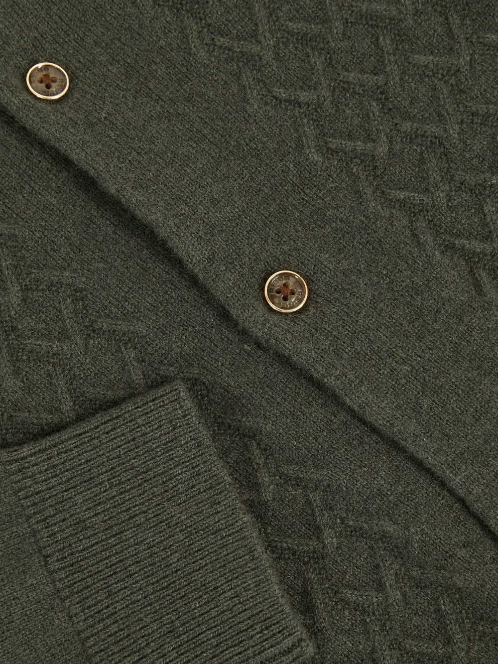 Children & Baby 9-13 yrs Wool V-Stitch Button-Through Cardigan in Forest Green