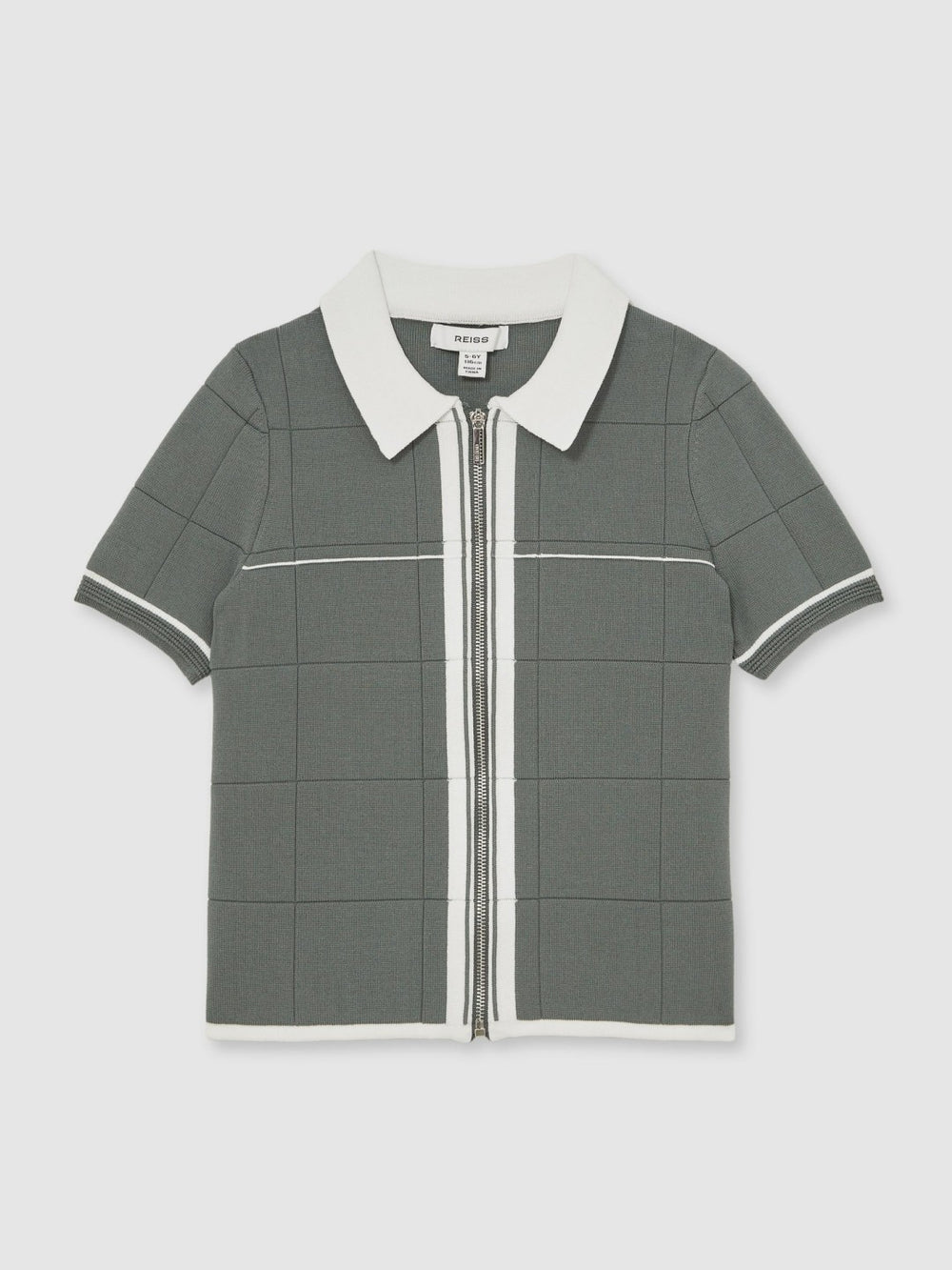 Children & Baby 3-9 yrs Tipped Knit Zip-Through Shirt in Dark Sage Green