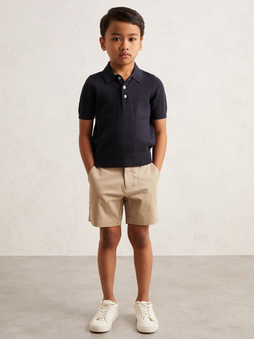 Children & Baby 3-9 yrs Stitch-Detail Press-Stud Polo Shirt in Navy Blue