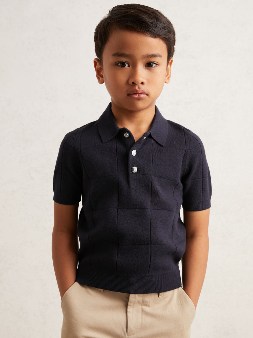 Children & Baby 3-9 yrs Stitch-Detail Press-Stud Polo Shirt in Navy Blue