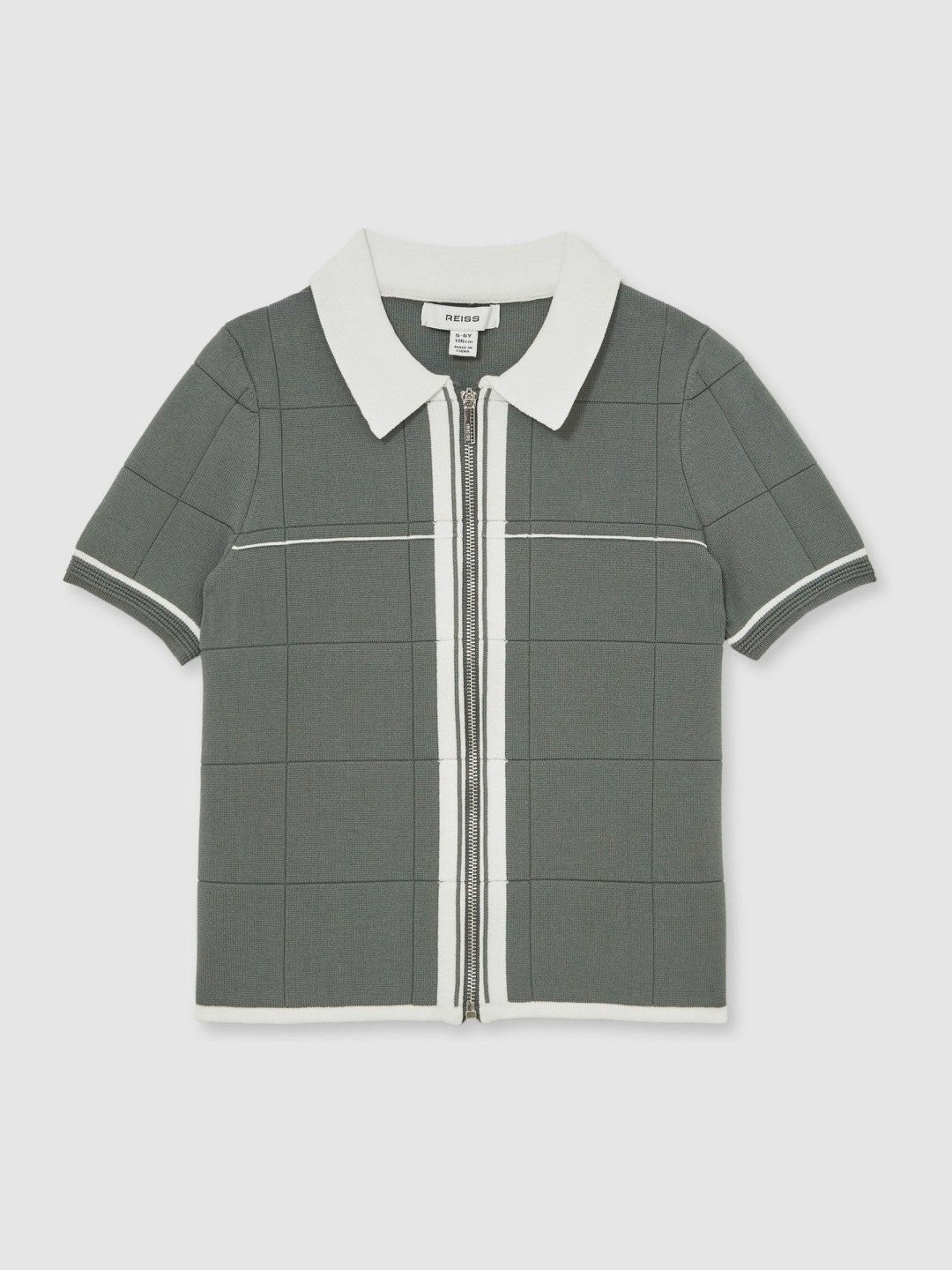 Children & Baby 13-14 yrs Tipped Knit Zip-Through Shirt in Dark Sage Green