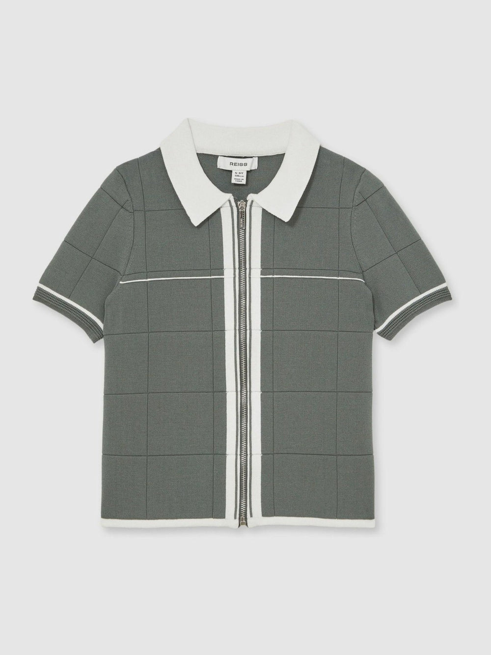 Children & Baby 13-14 yrs Tipped Knit Zip-Through Shirt in Dark Sage Green