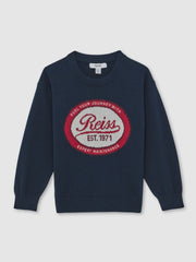 Children & Baby 13-14 yrs Cotton Motor Cars Logo Jumper in Navy
