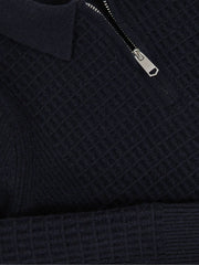 Children & Baby 3-9 yrs Wool Waffle-Knit Half-Zip Polo Shirt in Navy Blue