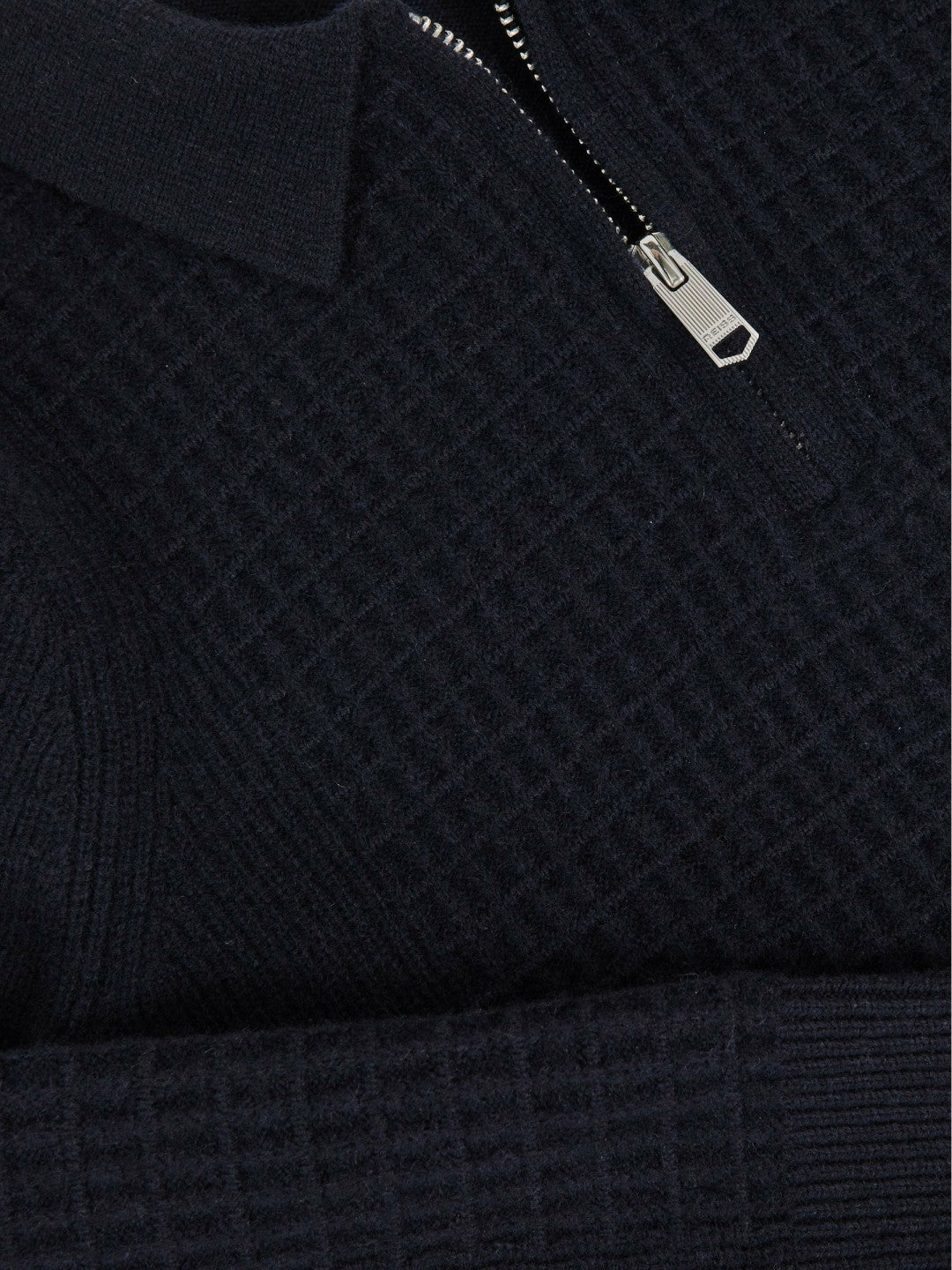 Children & Baby 9-13 yrs Wool Waffle-Knit Half-Zip Polo Shirt in Navy Blue