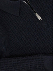 Children & Baby 9-13 yrs Wool Waffle-Knit Half-Zip Polo Shirt in Navy Blue