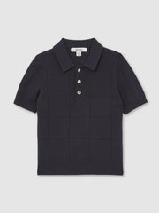 Children & Baby 9-13 yrs Stitch-Detail Press-Stud Polo Shirt in Navy Blue